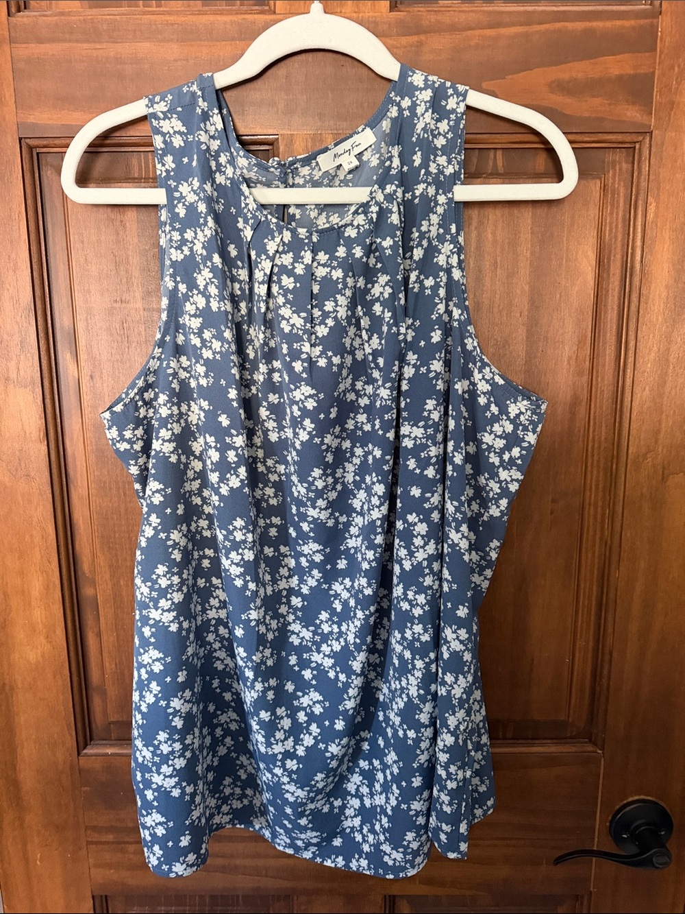 Blue Floral Pleat-Front Camisole